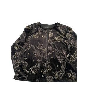 Xscape by Joanna Chen Black Velvet Jacket L Glitter Formal Evening Blazer